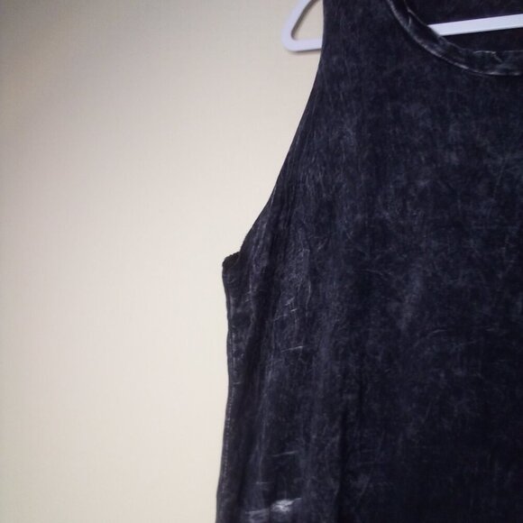 Forever 21 Shirt Juniors L Sleeveless Long Fringe Hem Black Gray - Picture 4 of 12